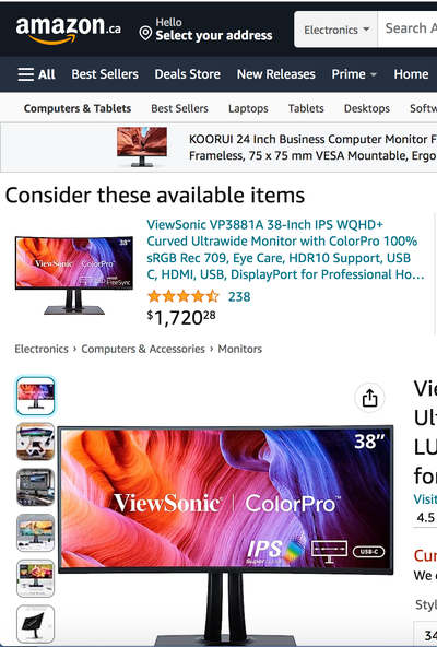 ViewSonic 38” Monitor, View more