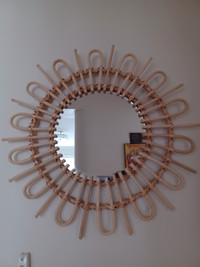 Decorative rattan mirror