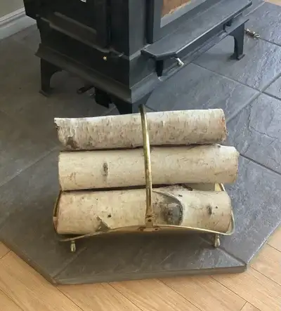 Brass Fire wood log holder, Fireplace Kindling Basket, Vintage, View more