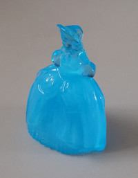 Vintage Wheaton Blue Carnival Glass Southern Belle Girl Figurine