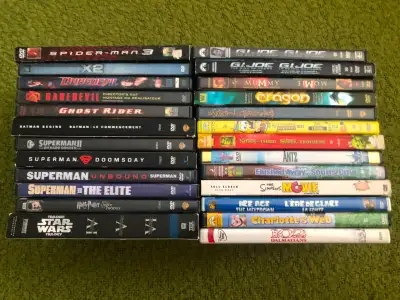 A pile of DVD movies for sale. Rest assured, you don't have to worry about this being "Sold as a lot...