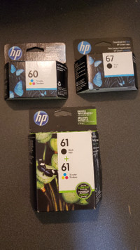 Assorted, brand new in package HP ink cartridges.