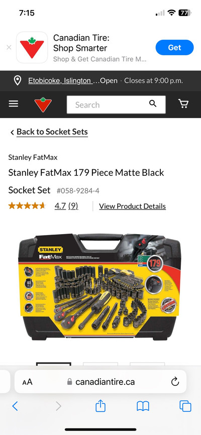Stanley FatMax 179 Piece Matte Black Chrome Mechanics Tool Set 