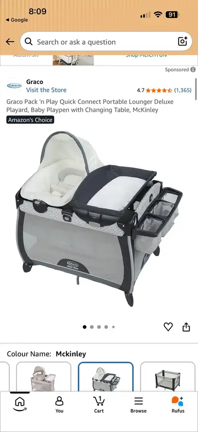 Graco Pack ‘N Play Quick Connect Portable Delux Lounger Crib , View more