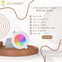 4" Round Smart PanelWIFI+RGB+BT (Remote Access, Voice Control)