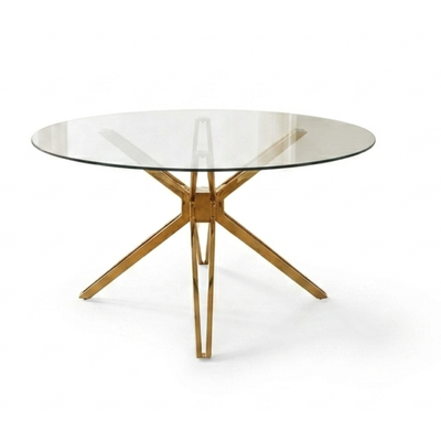 Round Glass Dining Table with Gold Base, View more