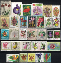 Orchid, Flower Stamps, 30 Different