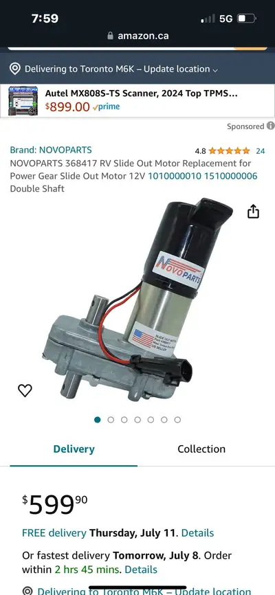 RV slide out Motor replacement for power gear slide out Motor model#368417 Refer to pictures for mor...