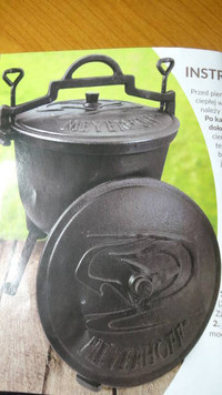 Cast iron pot for fire pit.