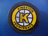 Brett Lindros signed OHL Kingston Frontenacs hockey puck