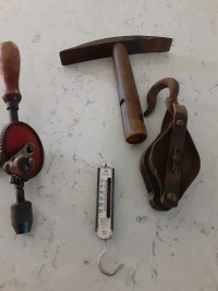 misc lot of tools,pulley,scale