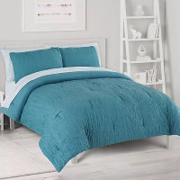 The Big One® Crinkle Comforter Set twin size (turquoise blue)