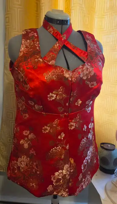 Red Chinese Brocade Top, View more