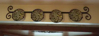 Wrought iron hanging plate rack, View more