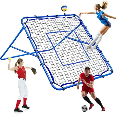 Volleyball Rebounder Net, 4x4 Foot Size, Soccer Baseball Rebound Pitchback Net, Adjustable Target Pr...