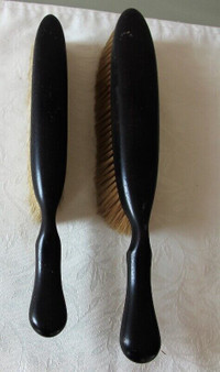 2 ANTIQUE 1800 'S LOONEN'S FRANCE REAL Ebony HANDLED Brushes