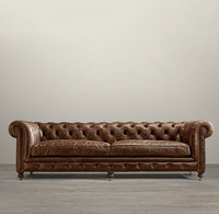 9' Restoration Hardware Kensington Luxe Leather Sofa