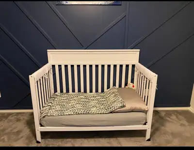 White crib and mattress, View more
