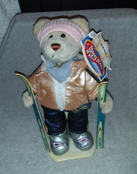 Ginger Plush 11" Bear with Skis, Brass Button Sports Bears,Tags