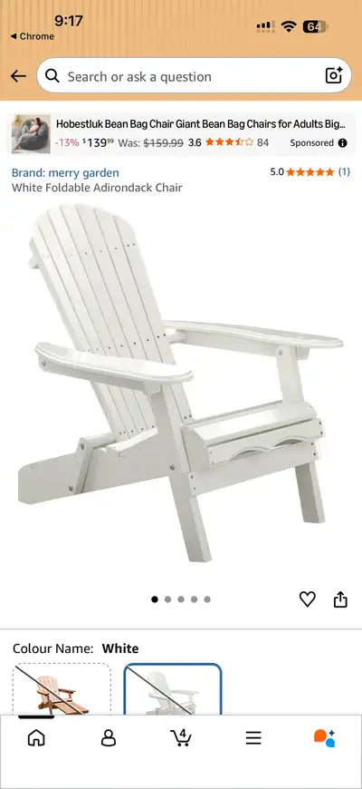 NEW 2 White Folding Muskoka / Adirondack Chair – Acacia Hardwood, View more