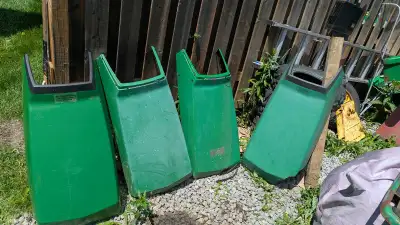 John Deere hoods fit 425,445,455 tractors and they all have a little damage , the inside bolt anchor...
