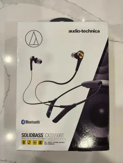 High-quality wireless earbuds from Audio-Technica with powerful bass, built-in mic, and in-line cont...