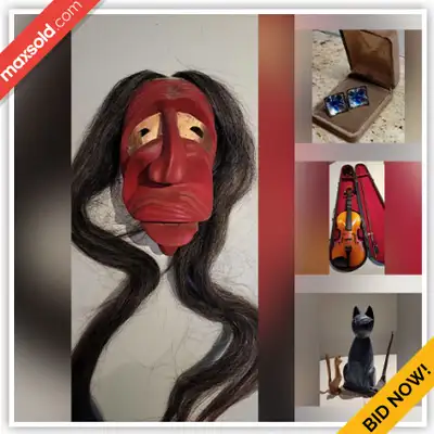 WHAT IS IN THIS AUCTION? This auction features Violins, Carved Mask, Vases, Candleholders, MCM Lamps...