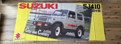 NOS original Suzuki SJ410 dealer banner. This advertising banner would have been hung at the dealer....