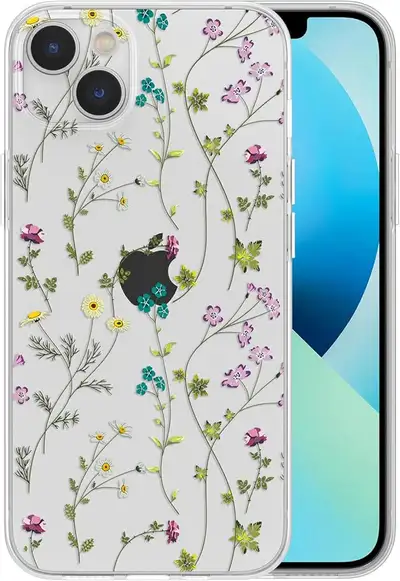 Silicon case clear with flowers for Apple  IPhone 15, View more