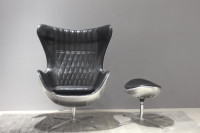 Steel Swivel Lounge Egg Chair with ottoman 