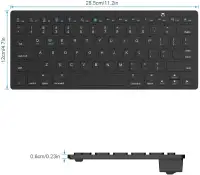 Mini Small Sleek Bluetooth Wireless Keyboard Portable Black