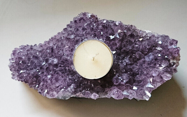 Amethyst Crystal Cluster Large Piece Candle Holder in Arts & Collectibles in Oshawa / Durham Region - Image 2