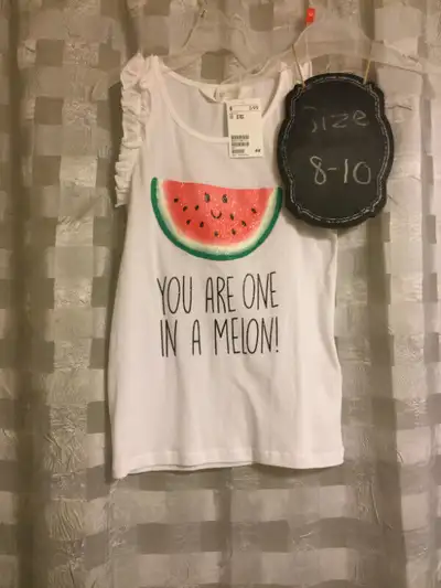 Brand new with tags H and M Watermelon white tank 8-10, View more