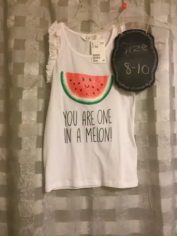 Brand new with tags H and M Watermelon white tank 8-10 in Kids & Youth in Calgary - Image 2