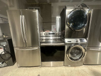 Samsung   stainless steel fridge   stove washer electric dryer