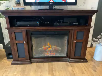 Meuble audio avec foyer électrique , View more