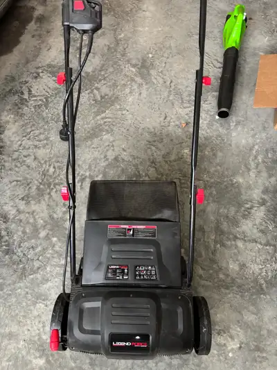 Used once, moving sale! This Legend Force electric lawn mower is a corded electric model.