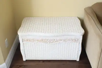 White Rattan Wicker Chest, View more