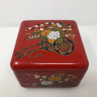 Vintage Taiwan Lacquer Jewelry Box Large Cube