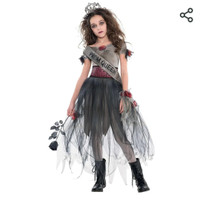 Kids Prom Queen Zombie Gray Dress Halloween Costume