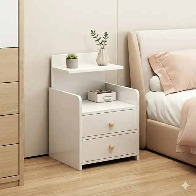 White Nightstand with 2 Drawers & Shelf in Bookcases & Shelving Units in Mississauga / Peel Region - Image 2