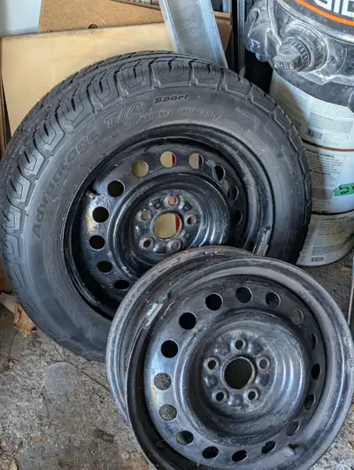 Get ready for summer 4 15 inch 5X100 bolt pattern rims. Fit Toyota and many others. 3 BFGoodrich 185...