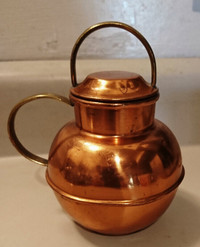 Vintage Mini Solid Copper Lidded Milk Can Creamer Jug