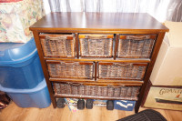 Brown Rattan Bureau with solid wood top