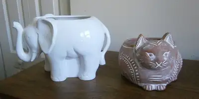 Planter Pots - Elephant and Cat $25 EACH or 2 FOR $40, View more