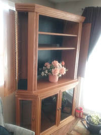 Solid Oak Corner Cabinet in Two Pieces