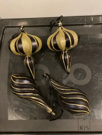 New Christmas * Large Black & gold glass ornaments, View more