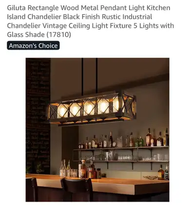 Giluta Rectangle Wood Metal Pendant Light, View more