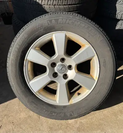 Set of 4, Lexus RX 350 rims and tires Size: 225/65R17 Bolt pattern: 5*114.3 Tires should be changed...