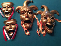 Vintage Brass Comedy Tragedy Wall Hangings